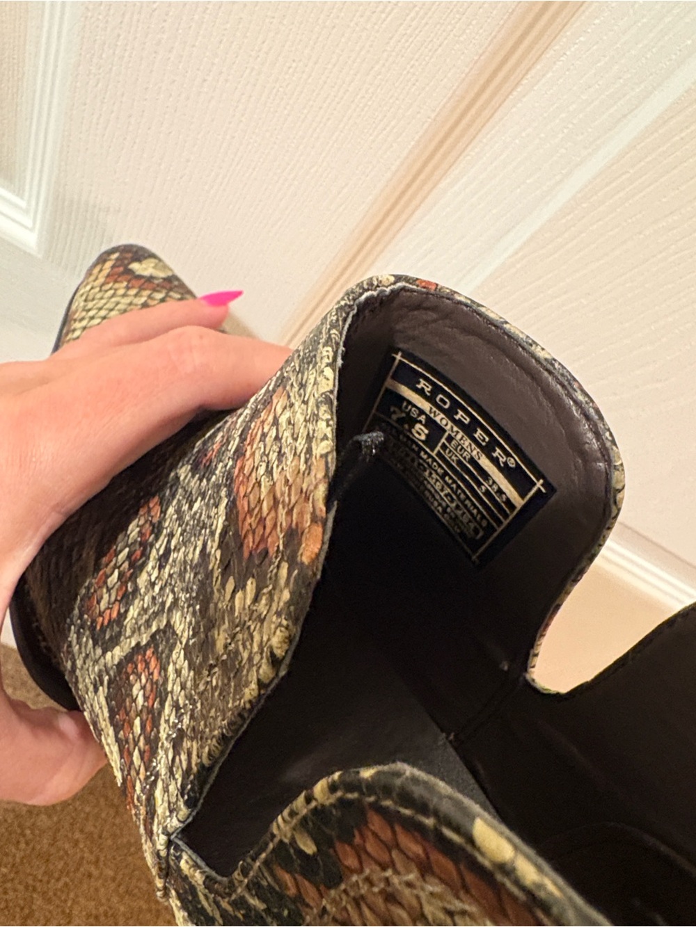 Roper Snake-Print Ankle Boots in Brown, Black & Tan - Picture 2 of 3